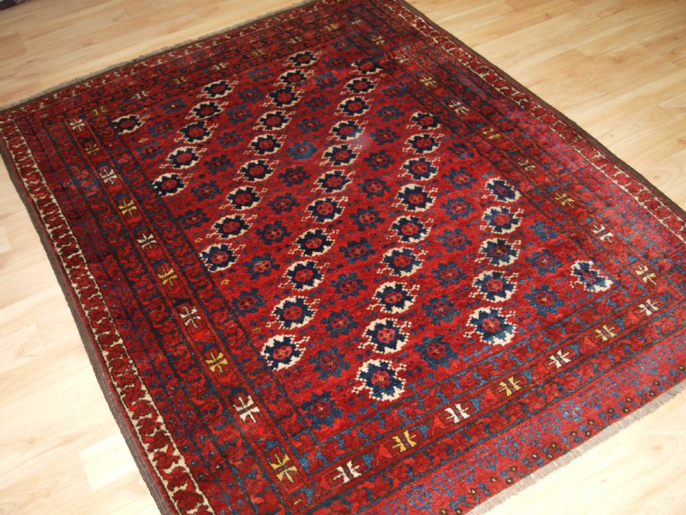 ANTIQUE AFGHAN TURKMEN ENSI, DOOR HANGING RUG, UNUSUAL DESIGN, CIRCA 1900/20. View II