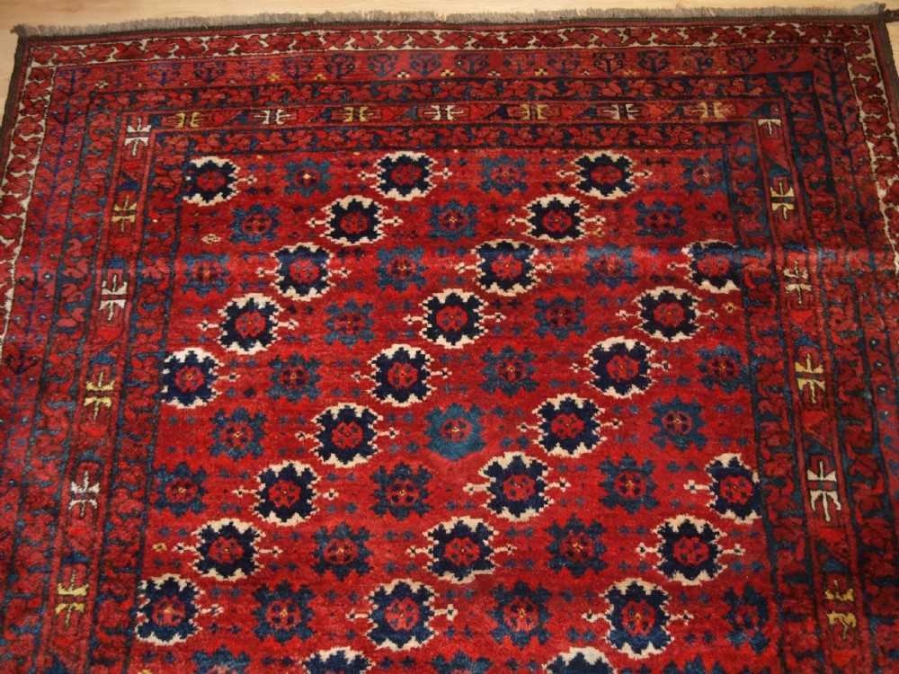 ANTIQUE AFGHAN TURKMEN ENSI, DOOR HANGING RUG, UNUSUAL DESIGN, CIRCA 1900/20. View IV