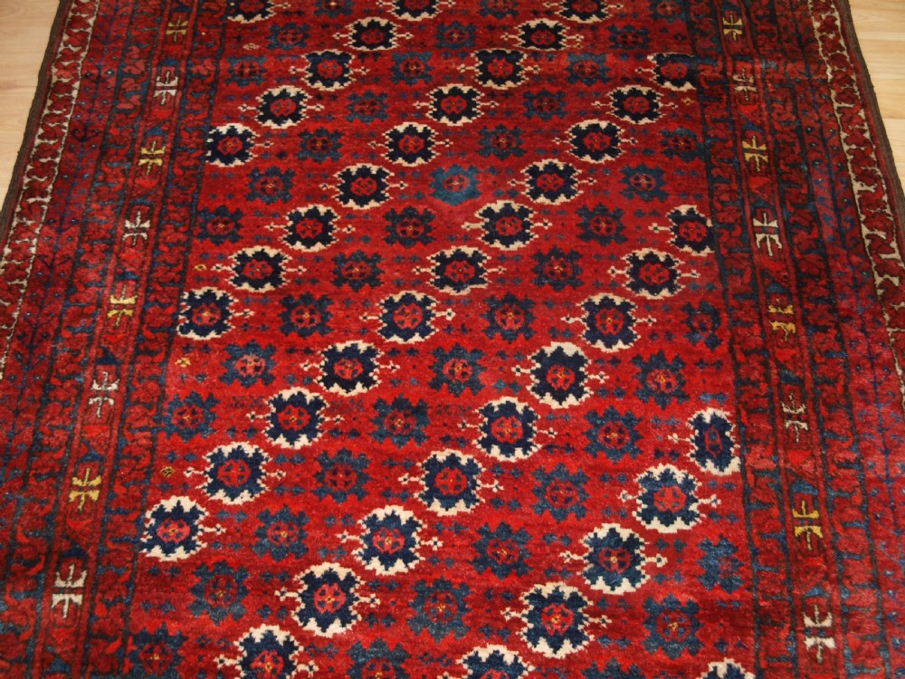 ANTIQUE AFGHAN TURKMEN ENSI, DOOR HANGING RUG, UNUSUAL DESIGN, CIRCA 1900/20. View V