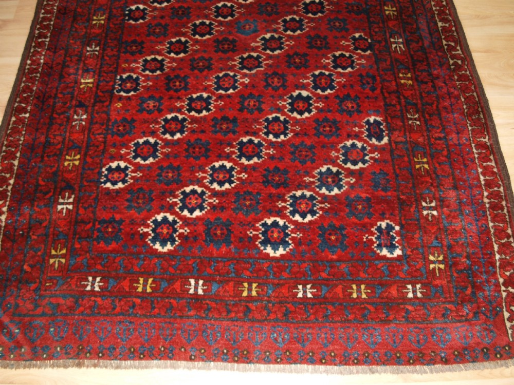 ANTIQUE AFGHAN TURKMEN ENSI, DOOR HANGING RUG, UNUSUAL DESIGN, CIRCA 1900/20. View VI