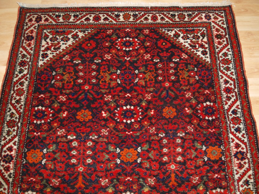 ANTIQUE MALAYER VILLAGE RUG , FLORAL SHRUB DESIGN, CIRCA 1920. View IV