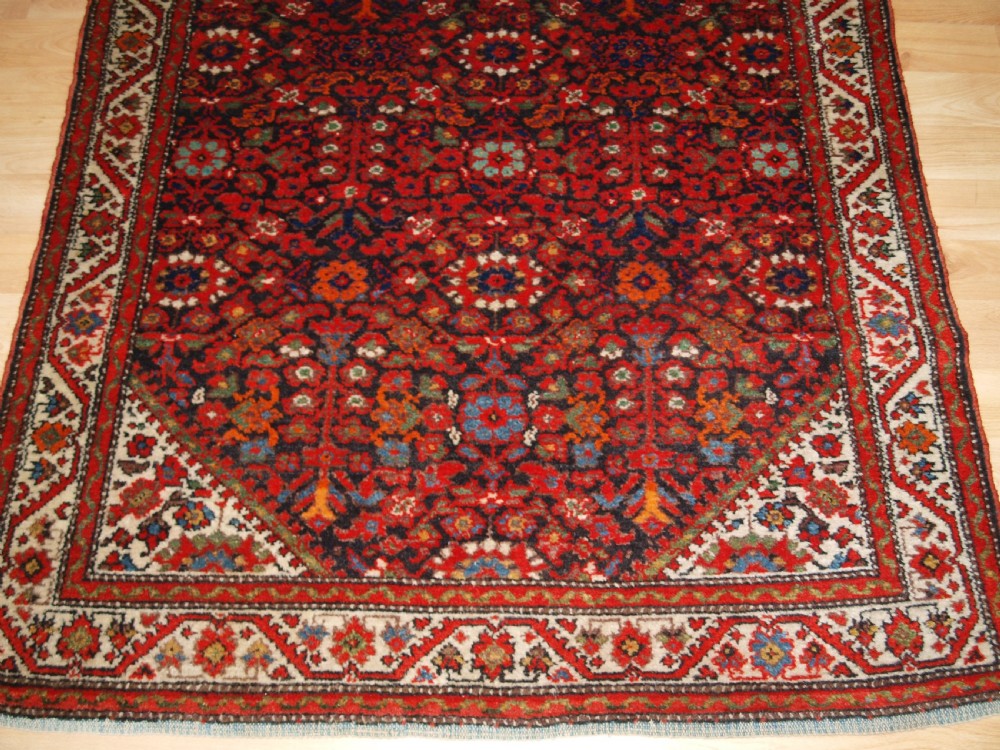 ANTIQUE MALAYER VILLAGE RUG , FLORAL SHRUB DESIGN, CIRCA 1920. View VI