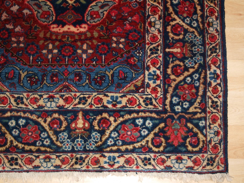 ANTIQUE TABRIZ RUG OF FLORAL VASE PRAYER DESIGN, ONE OF A PAIR, CIRCA 1920. View VIII