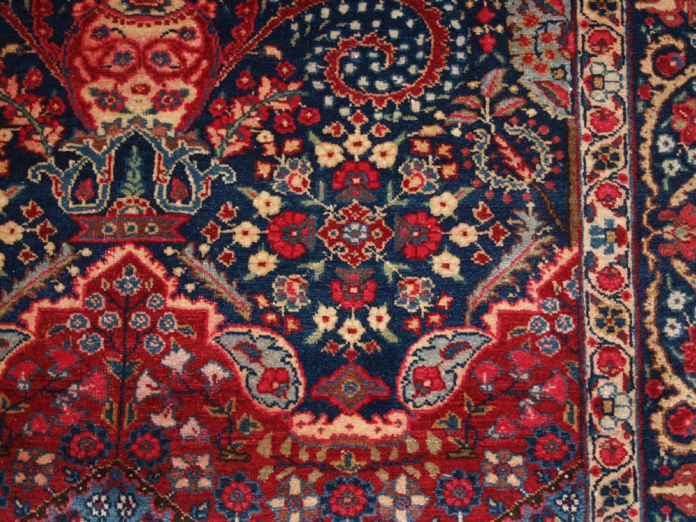ANTIQUE TABRIZ RUG OF FLORAL VASE PRAYER DESIGN, ONE OF A PAIR, CIRCA 1920. View IX