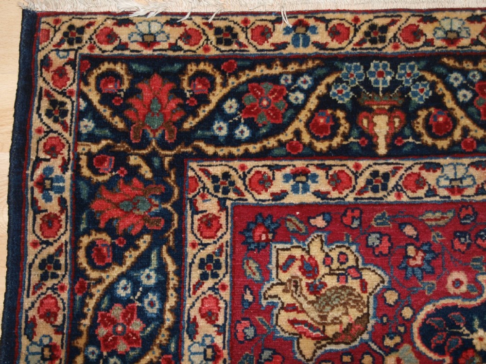 ANTIQUE TABRIZ PRAYER RUG OF FLORAL VASE DESIGN, CIRCA 1920. View II