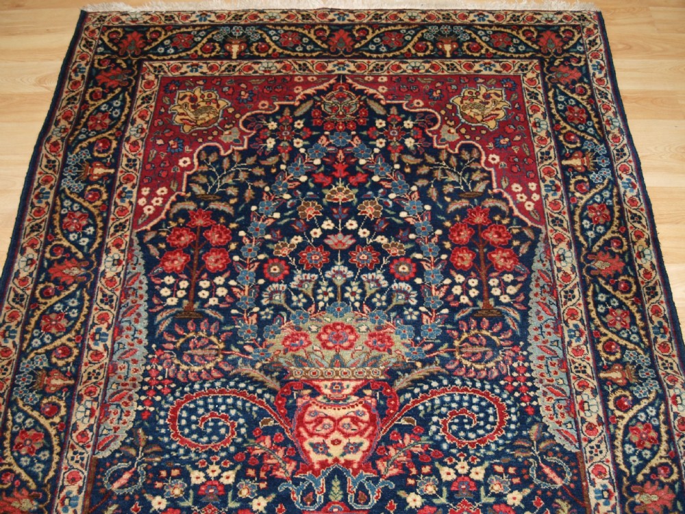 ANTIQUE TABRIZ PRAYER RUG OF FLORAL VASE DESIGN, CIRCA 1920. View III