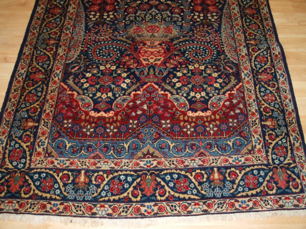 ANTIQUE TABRIZ PRAYER RUG OF FLORAL VASE DESIGN, CIRCA 1920. View V