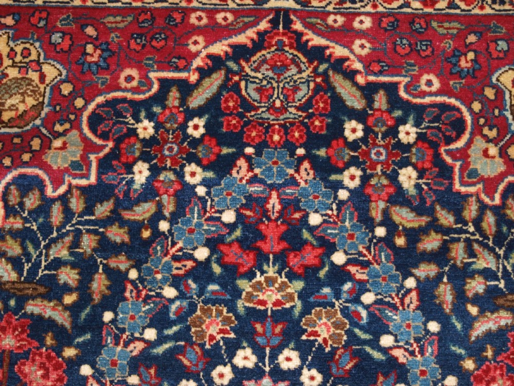 ANTIQUE TABRIZ PRAYER RUG OF FLORAL VASE DESIGN, CIRCA 1920. View VI
