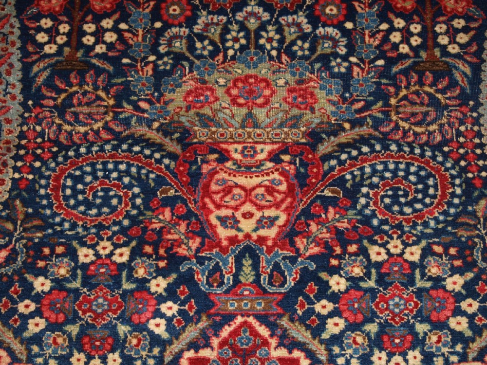 ANTIQUE TABRIZ PRAYER RUG OF FLORAL VASE DESIGN, CIRCA 1920. View VII