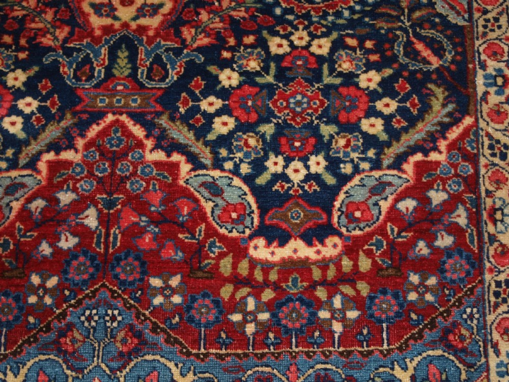 ANTIQUE TABRIZ PRAYER RUG OF FLORAL VASE DESIGN, CIRCA 1920. View VIII