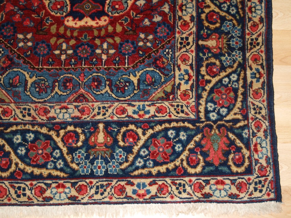 ANTIQUE TABRIZ PRAYER RUG OF FLORAL VASE DESIGN, CIRCA 1920. View IX