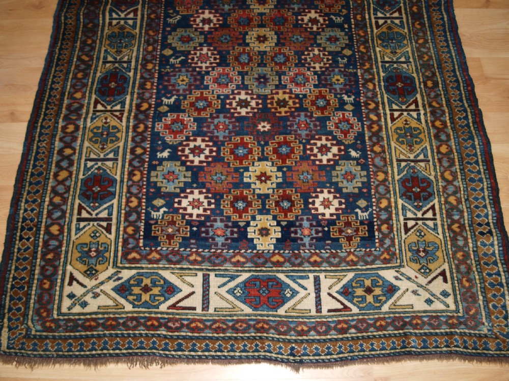 ANTIQUE CAUCASIAN DERBENT RUG, SMALL SQUARE SIZE, GREAT DESIGN, CIRCA 1900. View V