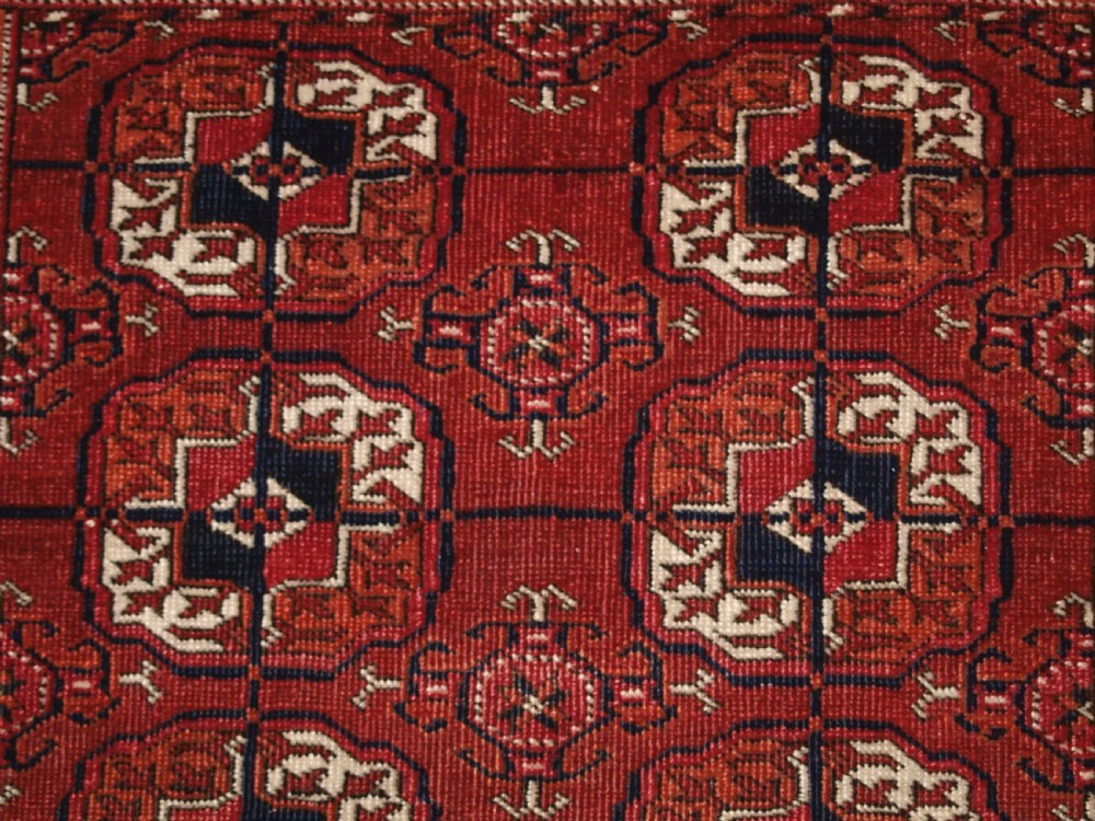 ANTIQUE TEKKE TURKMEN RUG, SMALL SIZE AND GOOD COLOUR, CIRCA 1900. View VI