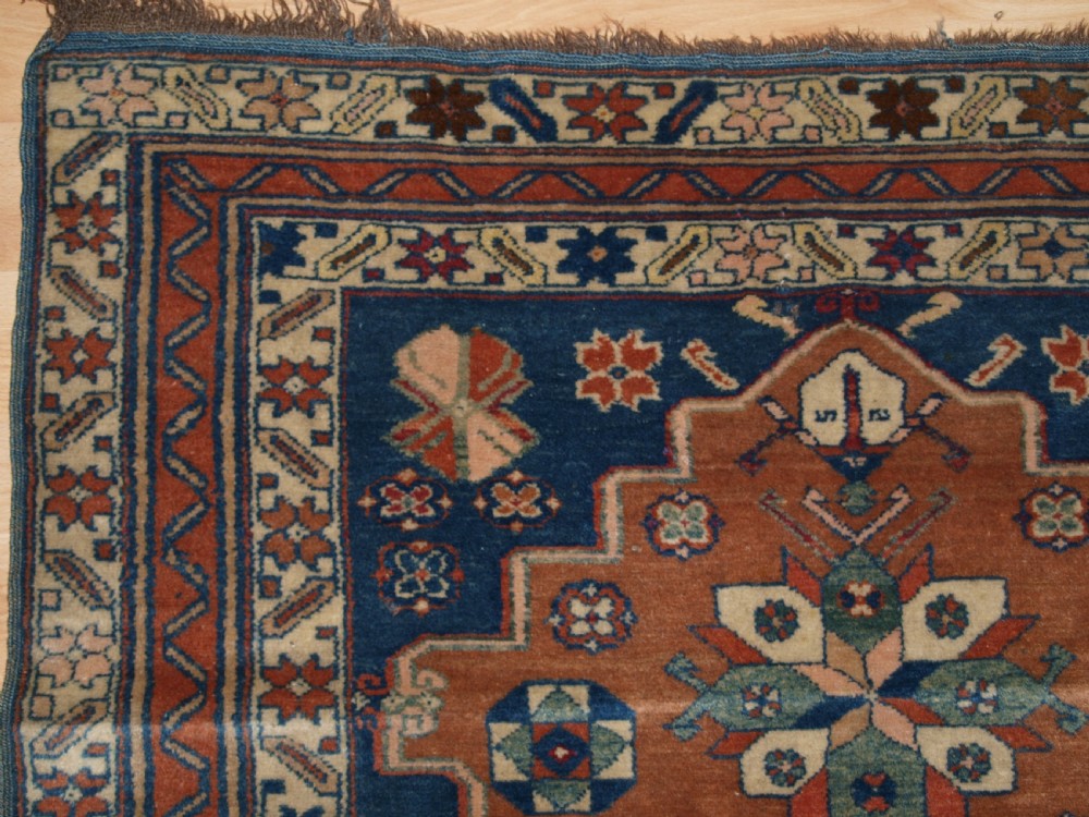 ANTIQUE CAUCASIAN DERBENT TRIPLE MEDALLION RUG, CIRCA 1900. View II