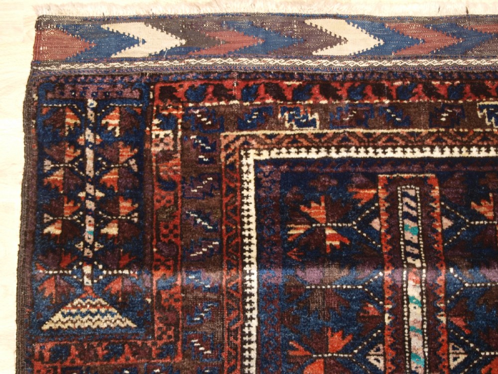 ANTIQUE BALUCH PRAYER RUG, BLUE GROUND WITH TREE OF LIFE, LATE 19TH CENTURY. View II