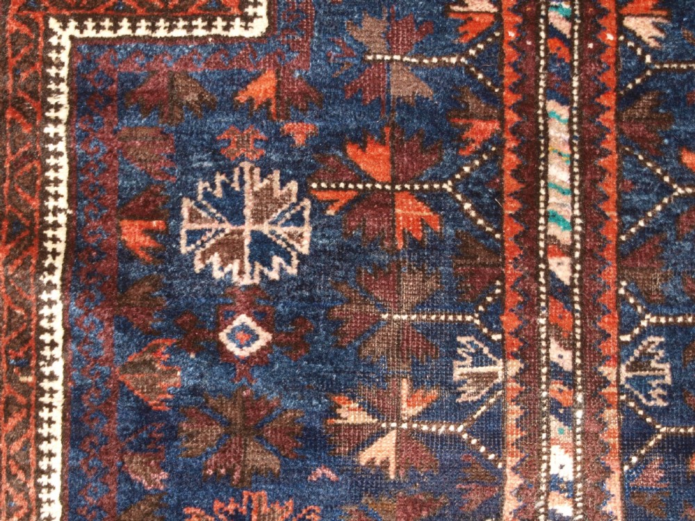 ANTIQUE BALUCH PRAYER RUG, BLUE GROUND WITH TREE OF LIFE, LATE 19TH CENTURY. View VI