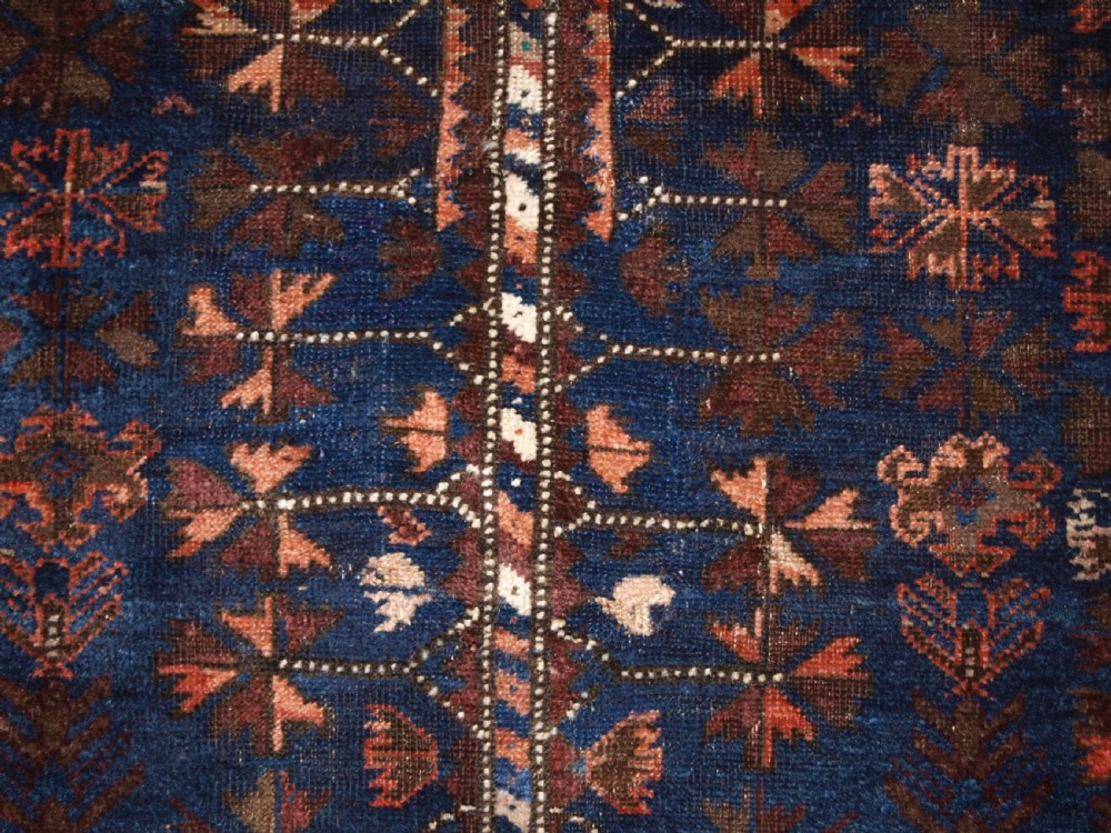 ANTIQUE BALUCH PRAYER RUG, BLUE GROUND WITH TREE OF LIFE, LATE 19TH CENTURY. View VII