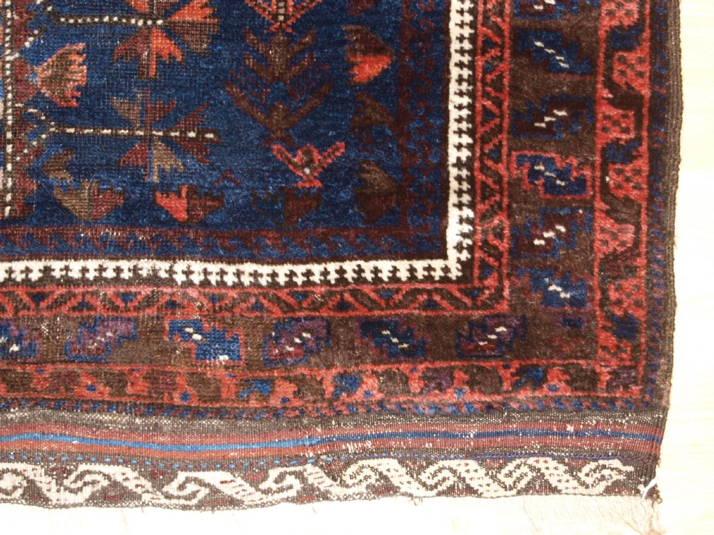ANTIQUE BALUCH PRAYER RUG, BLUE GROUND WITH TREE OF LIFE, LATE 19TH CENTURY. View VIII