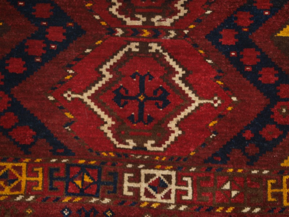 ANTIQUE ERSARI BESHIR TURKMEN IKAT DESIGN CHUVAL, CIRCA 1900. View VI