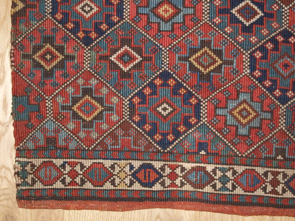 ANTIQUE SHAHSAVAN MAFRASH PANEL IN REVERSE SOUMAK TECHNIQUE, CIRCA 1890. View IV
