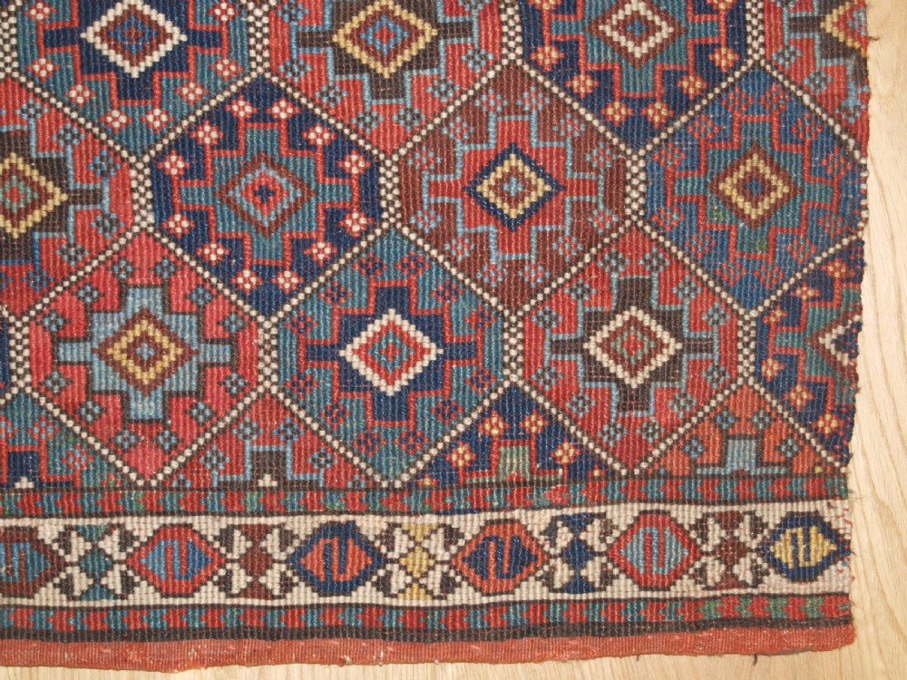 ANTIQUE SHAHSAVAN MAFRASH PANEL IN REVERSE SOUMAK TECHNIQUE, CIRCA 1890. View V