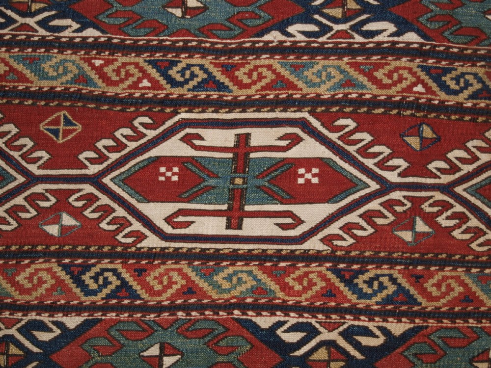 ANTIQUE SHAHSAVAN OR SOUTH CAUCASIAN SOUMAK MAFRASH PANEL, CIRCA 1890. View IV