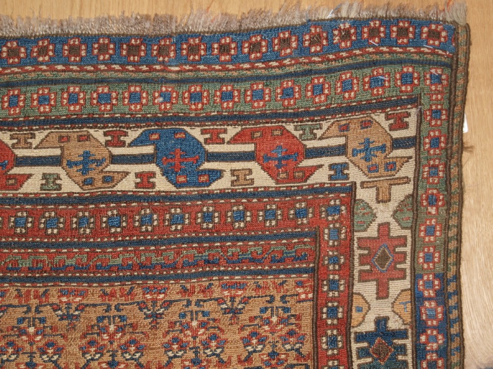ANTIQUE SHAHSAVAN SOUMAK MAFRASH PANEL OF SCARCE DESIGN, CIRCA 1890. View III
