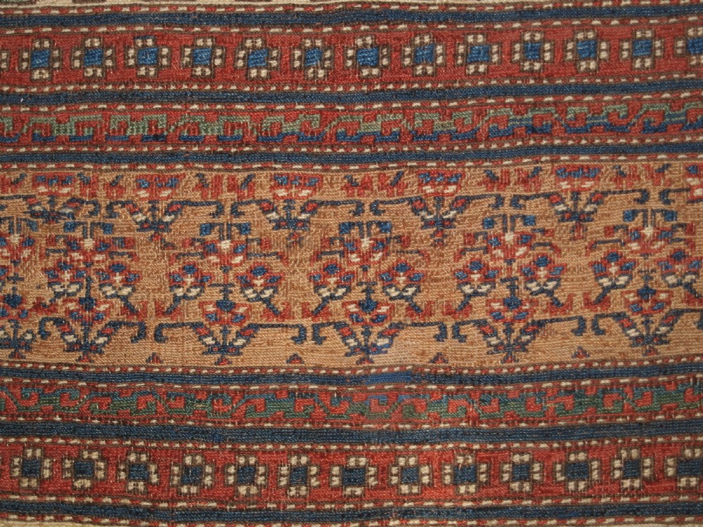 ANTIQUE SHAHSAVAN SOUMAK MAFRASH PANEL OF SCARCE DESIGN, CIRCA 1890. View VI