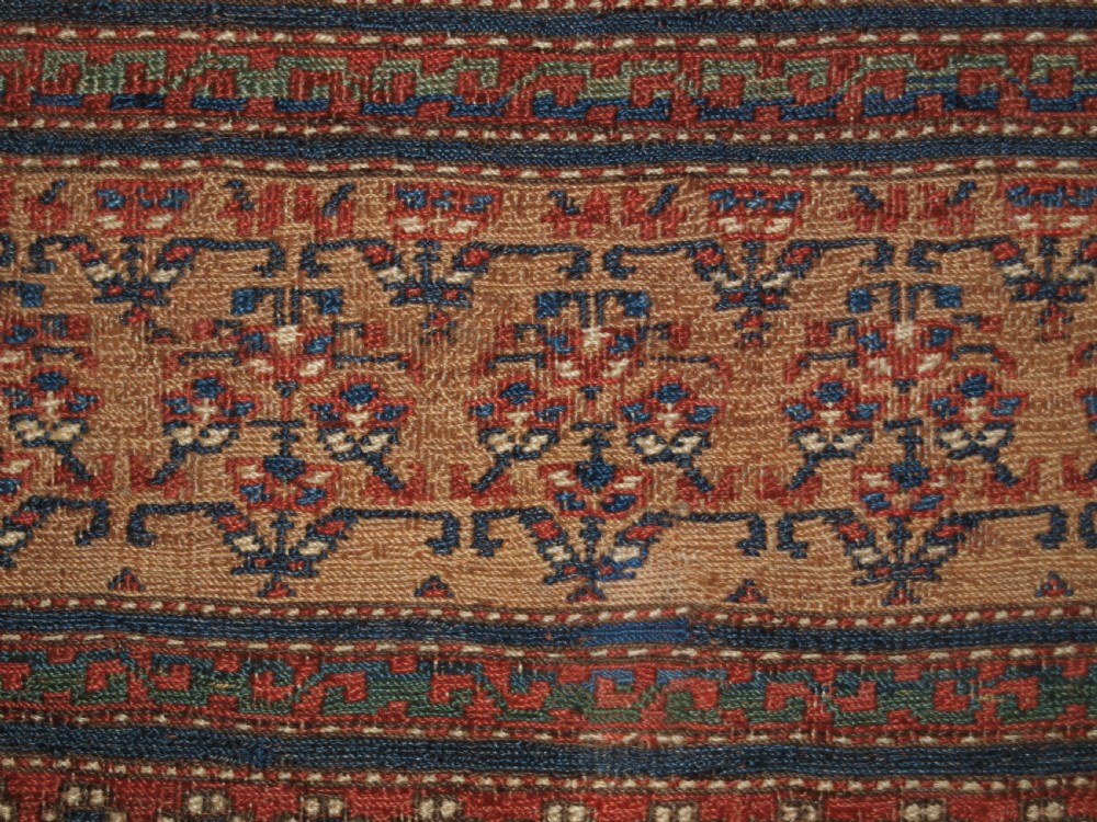 ANTIQUE SHAHSAVAN SOUMAK MAFRASH PANEL OF SCARCE DESIGN, CIRCA 1890. View VII