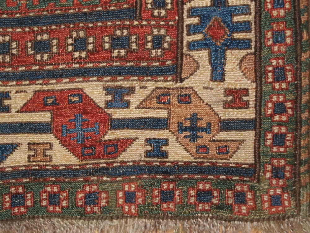 ANTIQUE SHAHSAVAN SOUMAK MAFRASH PANEL OF SCARCE DESIGN, CIRCA 1890. View VIII