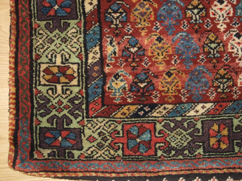 ANTIQUE KURDISH VARAMIN REGION KHORJIN SADDLEBAGS, GREAT COLOUR, CIRCA 1900. View V
