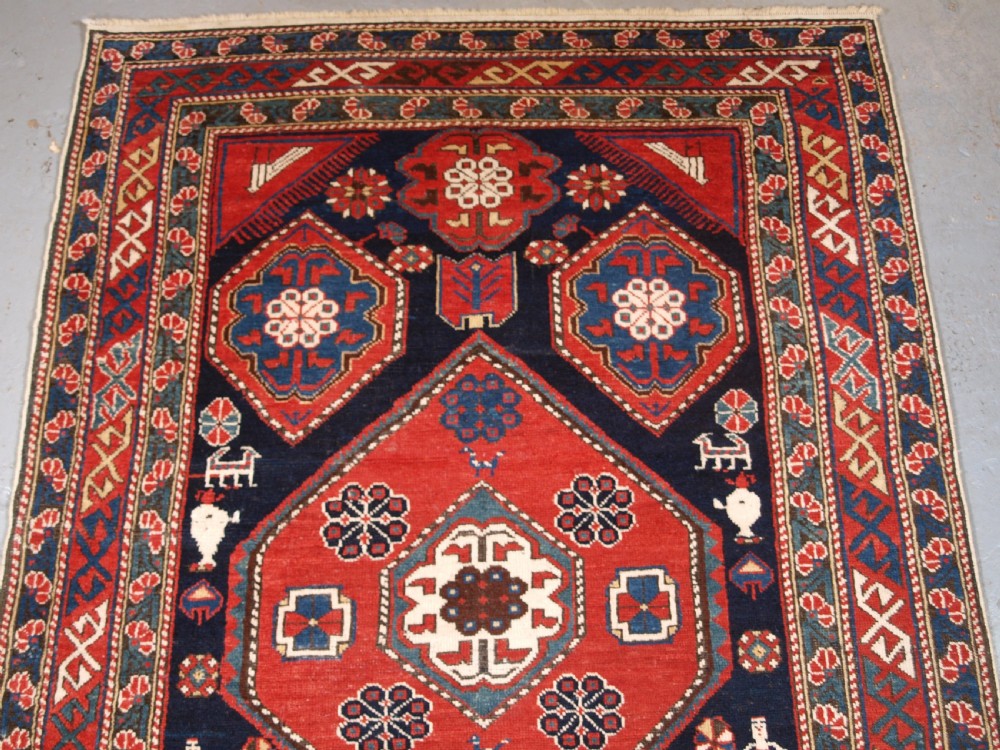 ANTIQUE CAUCASIAN KHILA SHIRVAN RUG, OUTSTANDING COLOUR, CIRCA 1890. View III