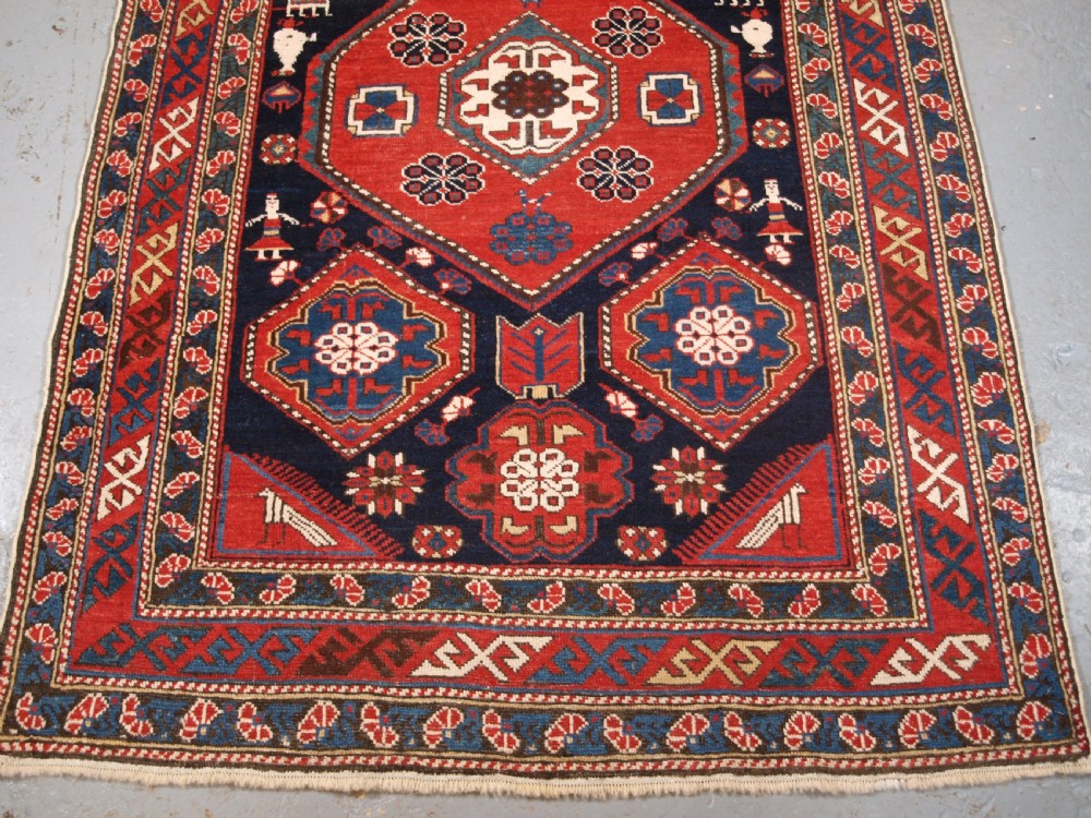ANTIQUE CAUCASIAN KHILA SHIRVAN RUG, OUTSTANDING COLOUR, CIRCA 1890. View V