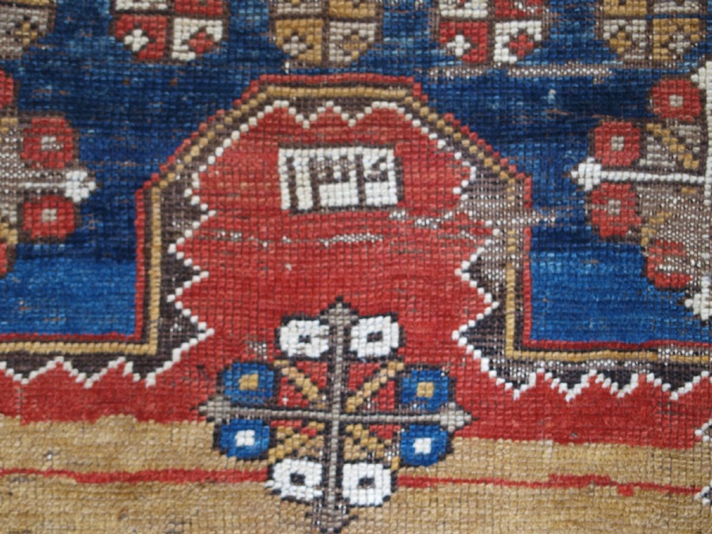 ANTIQUE CAUCASIAN BORDJALOU KAZAK PRAYER RUG, CIRCA 1880. View VI