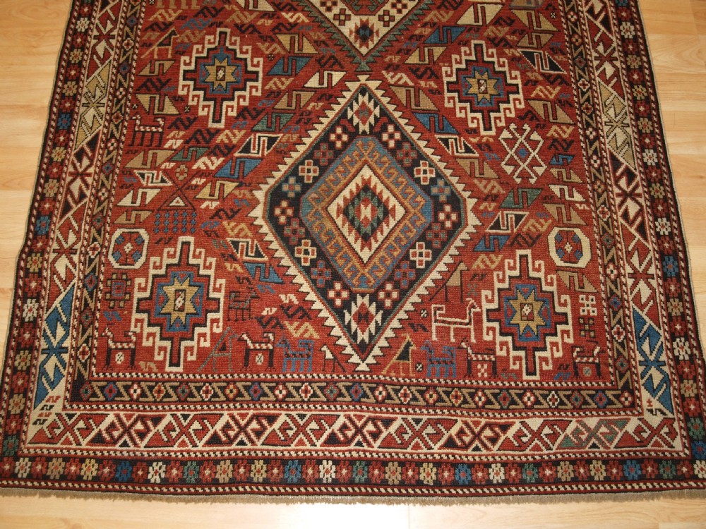 ANTIQUE CAUCASIAN DAGHESTAN RUG, CAMEL, PEOPLE AND ANIMALS, CIRCA 1890 View VI