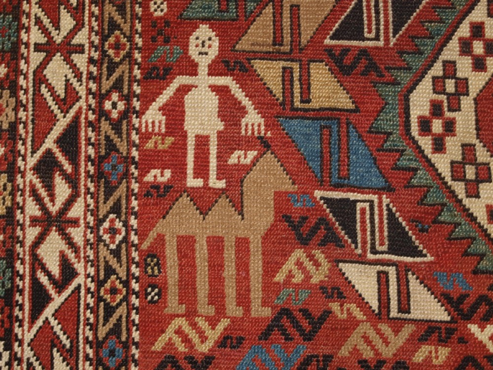 ANTIQUE CAUCASIAN DAGHESTAN RUG, CAMEL, PEOPLE AND ANIMALS, CIRCA 1890 View VII