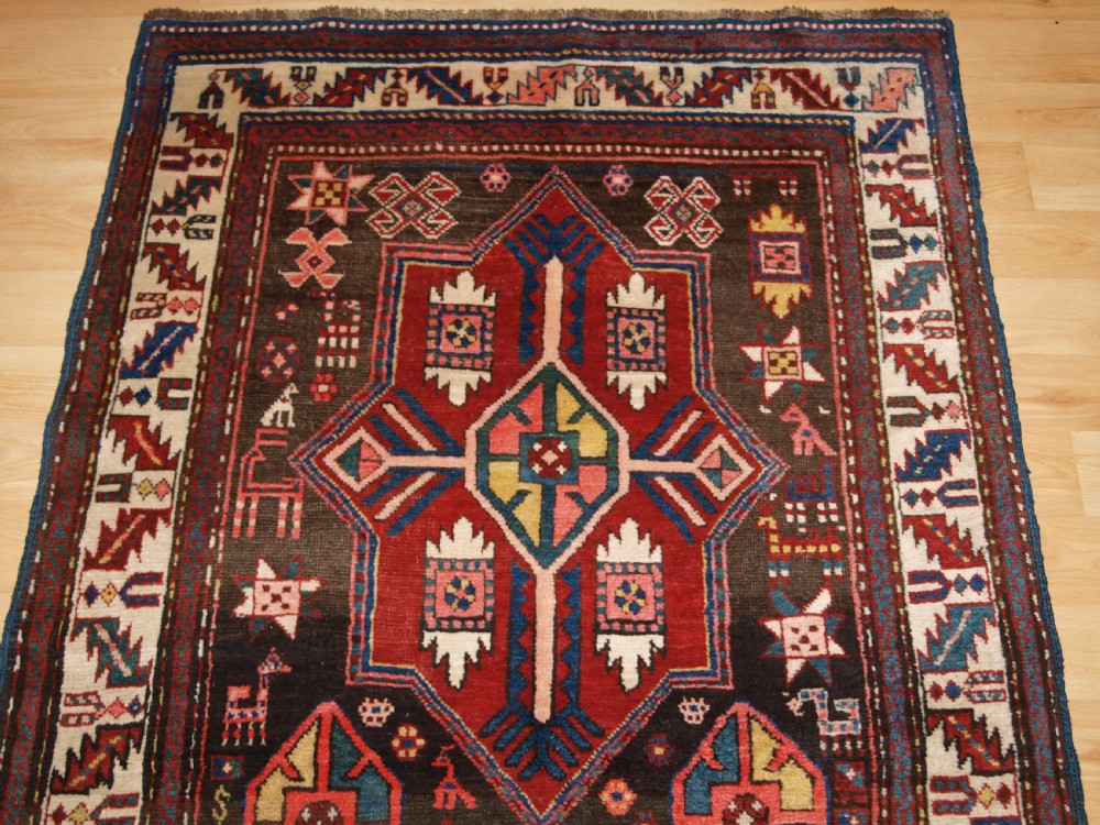 ANTIQUE CAUCASIAN KAZAK RUNNER, SUPERB DESIGN AND COLOUR, CIRCA 1900. View III