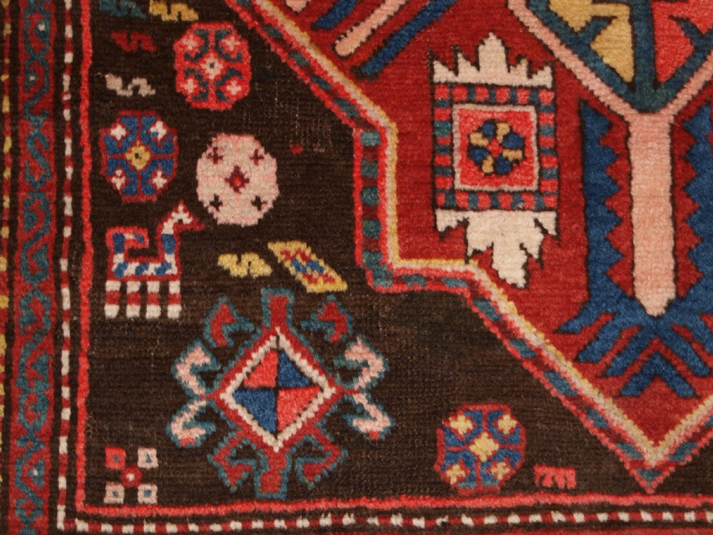 ANTIQUE CAUCASIAN KAZAK RUNNER, SUPERB DESIGN AND COLOUR, CIRCA 1900. View XII