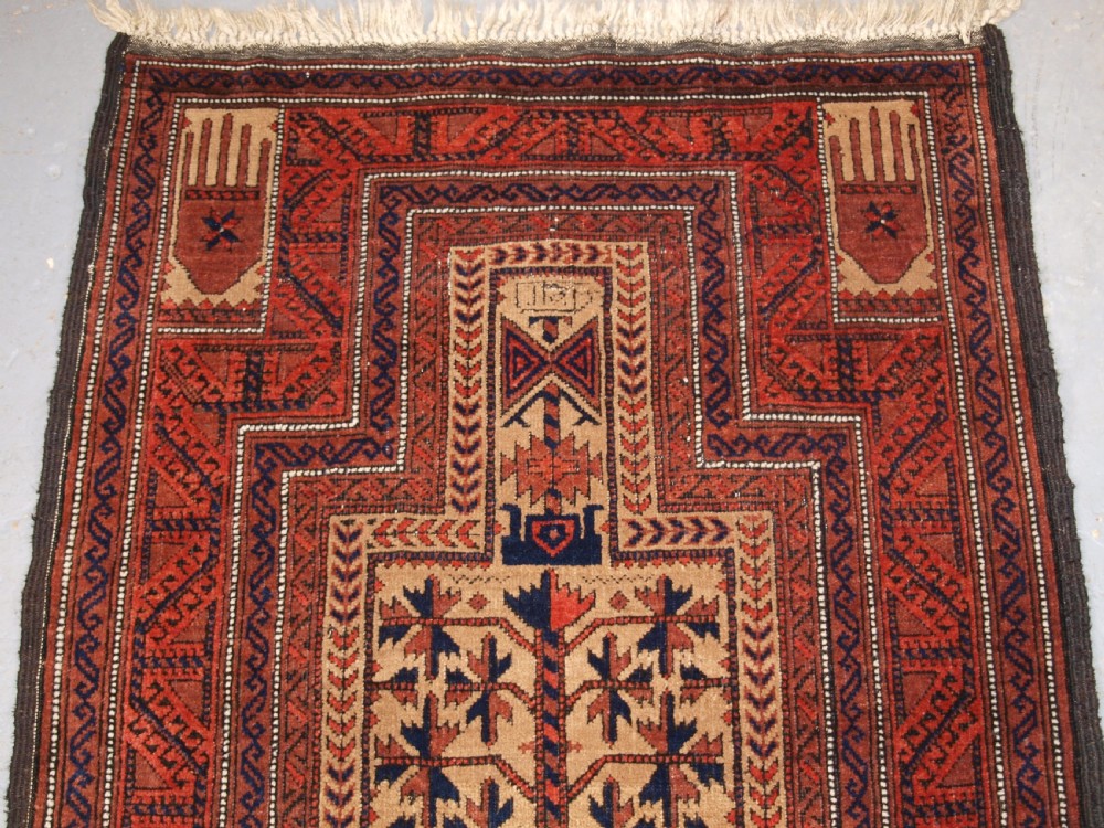ANTIQUE BALUCH TREE OF LIFE PRAYER RUG, OUTSTANDING CONDITION, CIRCA 1900. View II