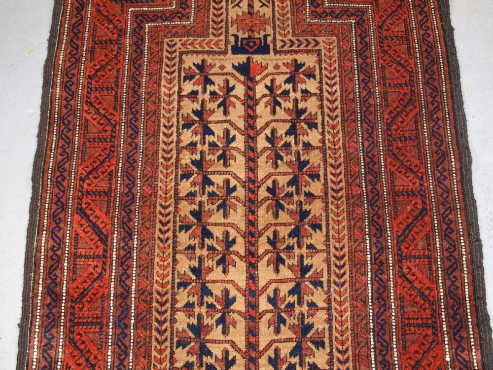 ANTIQUE BALUCH TREE OF LIFE PRAYER RUG, OUTSTANDING CONDITION, CIRCA 1900. View III