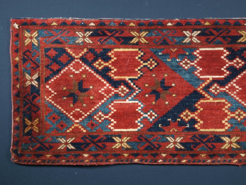 ANTIQUE BESHIR TURKMEN TORBA WITH IKAT DESIGN, OUTSTANDING COLOUR, CIRCA 1890. View III