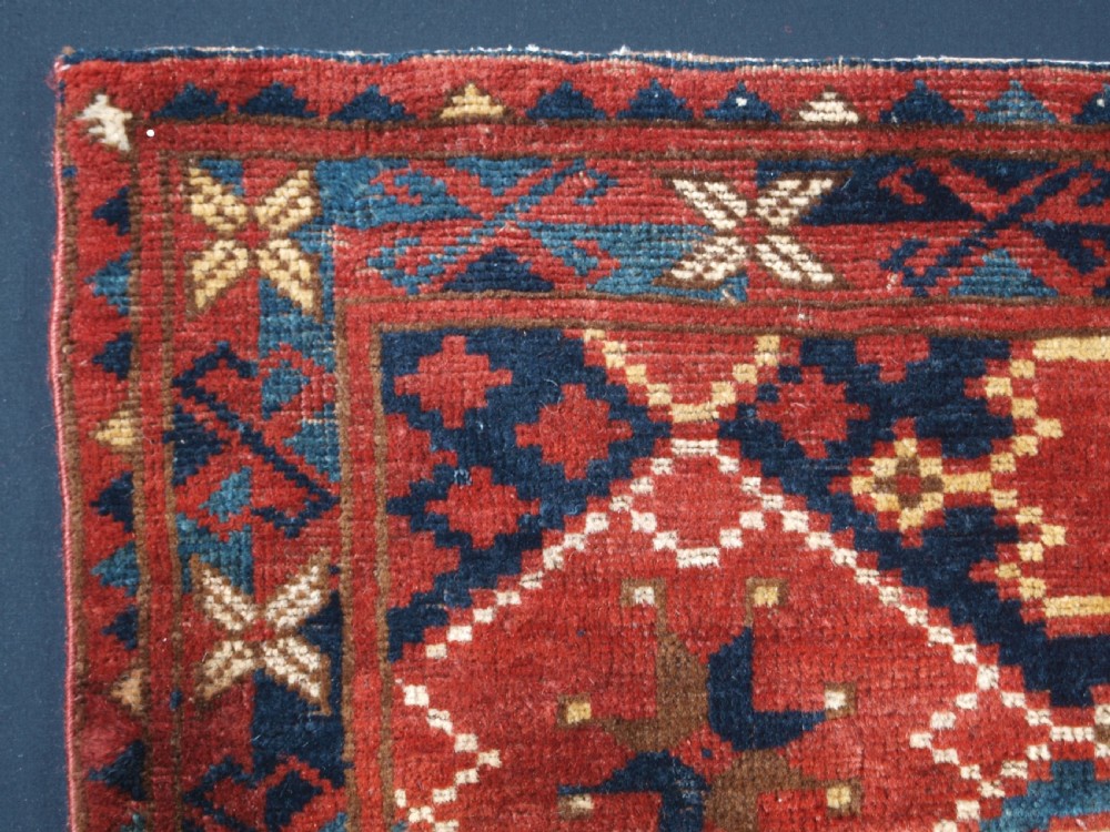 ANTIQUE BESHIR TURKMEN TORBA WITH IKAT DESIGN, OUTSTANDING COLOUR, CIRCA 1890. View IV