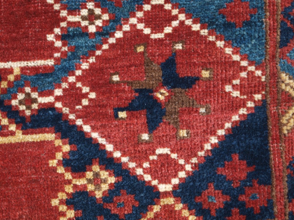 ANTIQUE BESHIR TURKMEN TORBA WITH IKAT DESIGN, OUTSTANDING COLOUR, CIRCA 1890. View VII