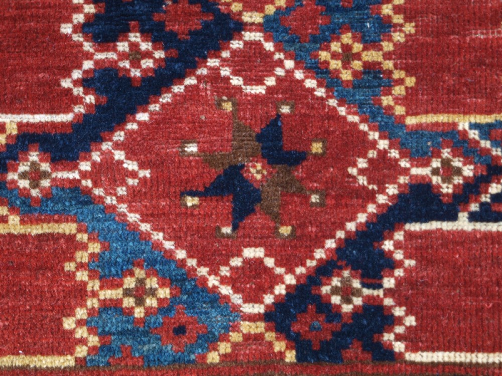ANTIQUE BESHIR TURKMEN TORBA WITH IKAT DESIGN, OUTSTANDING COLOUR, CIRCA 1890. View VIII