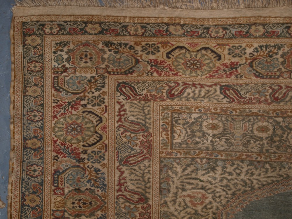 ANTIQUE TURKISH GHIORDES PRAYER RUG, LIGHT BLUE FIELD, CIRCA 1825-1850. View III