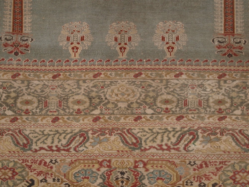 ANTIQUE TURKISH GHIORDES PRAYER RUG, LIGHT BLUE FIELD, CIRCA 1825-1850. View V