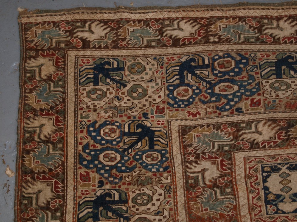 ANTIQUE TURKISH GHIORDES PRAYER RUG, GREEN GROUND, EARLY FORM, CIRCA 1750. View V