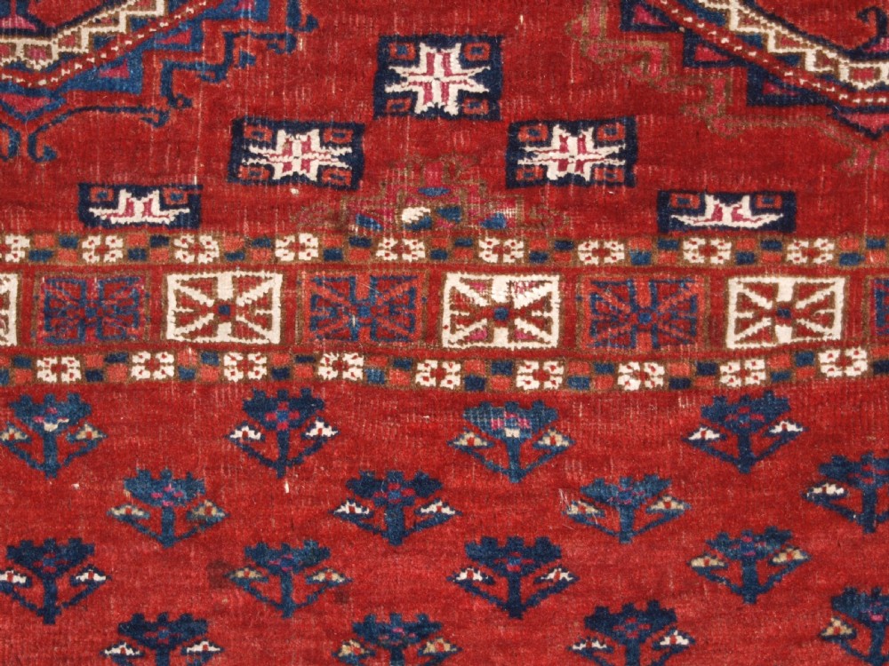 ANTIQUE TEKKE TURKMEN CHUVAL, SILK AND COTTON HIGHLIGHTS, SALOR GULS, CIRCA 1825. View XIII