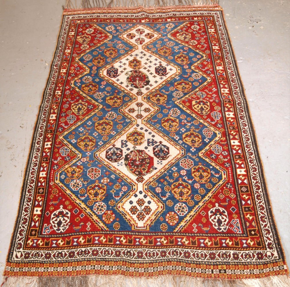 ANTIQUE QASHQAI TRIBAL RUG, OUTSTANDING CONDITION AND COLOUR, CIRCA 1880.