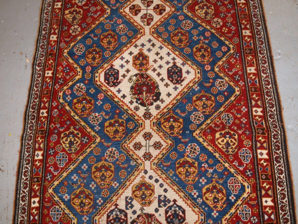 ANTIQUE QASHQAI TRIBAL RUG, OUTSTANDING CONDITION AND COLOUR, CIRCA 1880. View III